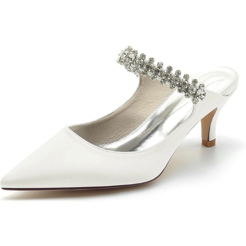 Ivory Rhinestone Mule Heel JC Bing